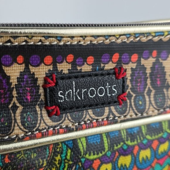Sakroots Crossbody Medium Bag Coated Canvas Boho Art-To-Wear Multi Color Neon - Picture 16 of 16